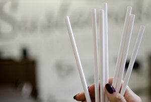 Paper straws used by Campus Dining at Cal Poly San Luis Obispo